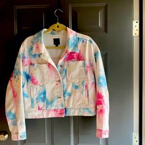 Tie dye pastel jean jacket size M